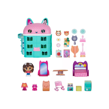 Gabby’s Dollhouse Mini Casa de Juego Portátil 22 cm con Accesorios y Stickers