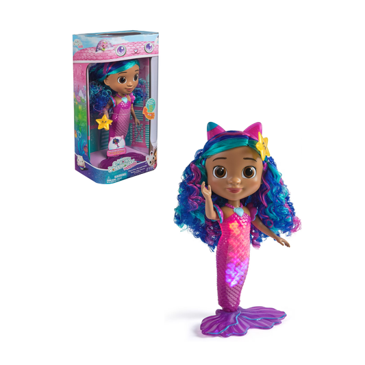 Gabby’s Dollhouse Figura Sirena Sing & Shine 35 cm (Luz, Sonido y Cola que Cambia de Color)