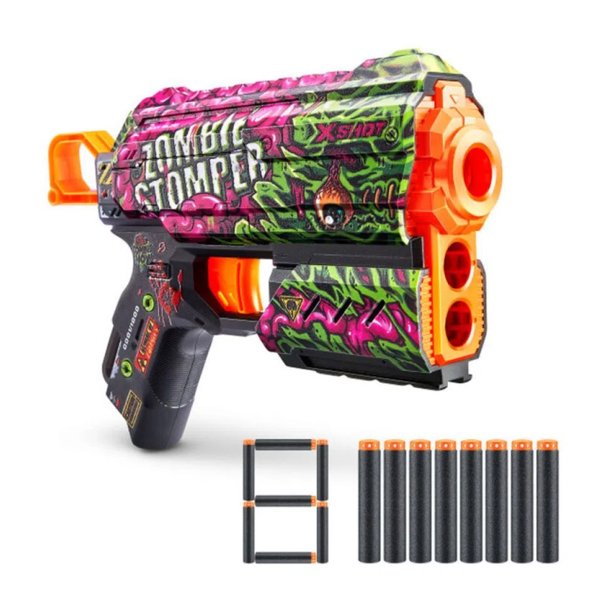 Pistola X-Shot Skins Flux 8 Darts Zombie Stomper