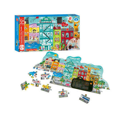 Puzzle Rompecabezas Animado De Ciudad Visor 50 Piezas Hape Alparamis