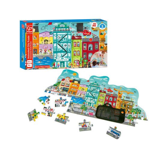 Puzzle Rompecabezas Animado De Ciudad Visor 50 Piezas Hape Alparamis