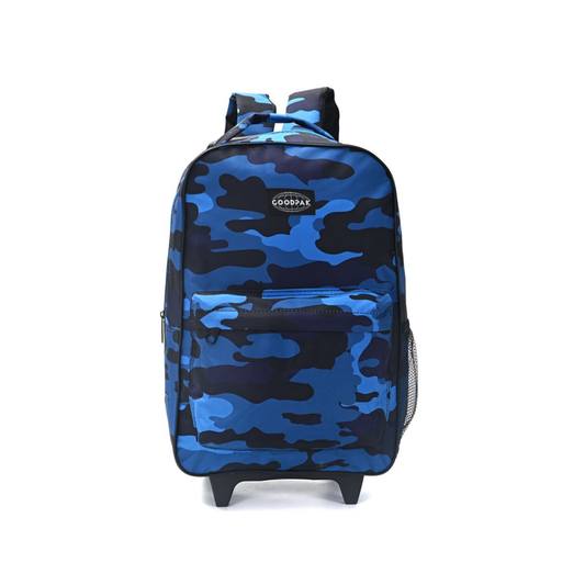 Mochila con Carro GoodPak Camuflada Azul 17” Escolar