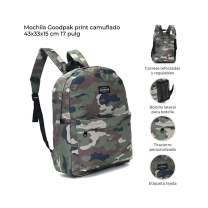 Mochila GoodPak Print Camuflada  17” Escolar