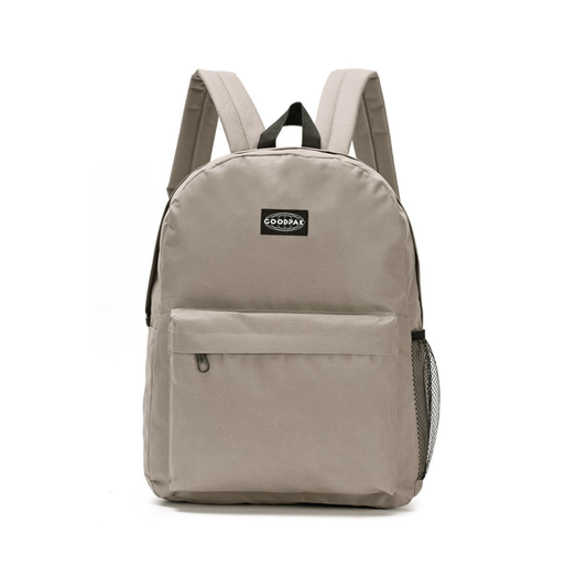 Kit universitario: Mochila Beige Goodpak + Termo Wanderlust Acero Inoxidable 1L