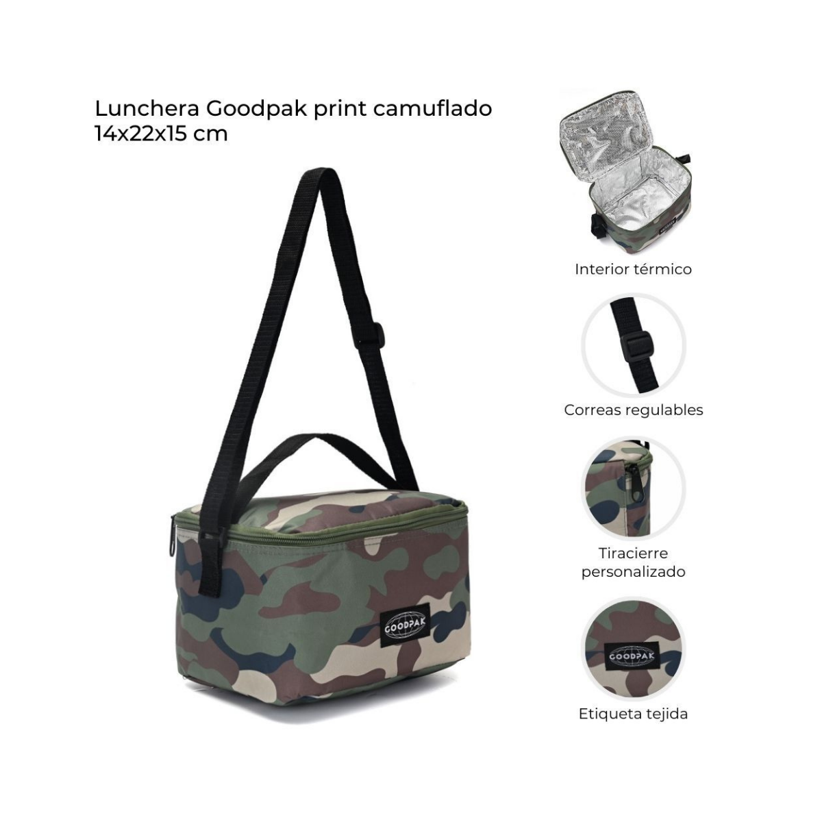Lunchera GoodPak Print Camuflado Escolar 14x22x15 cm