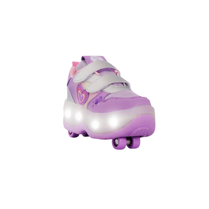 Zapatillas Patines Con Luz 2 Roll Love Lila Footy