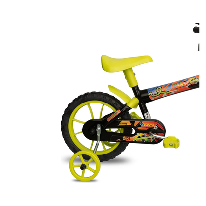 Bicicleta Infantil Amarillo y Negro de Montaña Rodado 12 con Rueditas