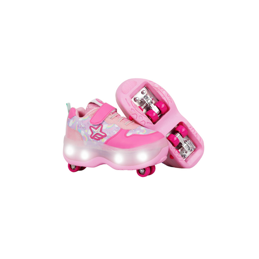 Zapatillas Patines Con Luz 2 Roll Rainbow Fucsia Footy