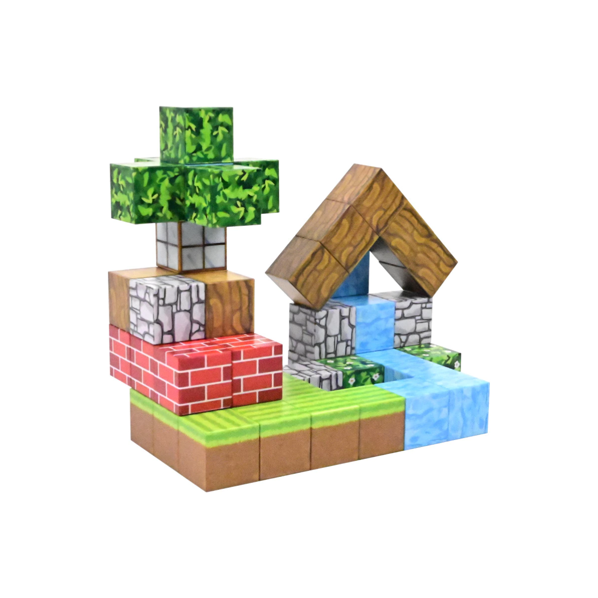 Cubos Magnéticos Minecraft Cabaña Junto Al Rio 48 Piezas Z019