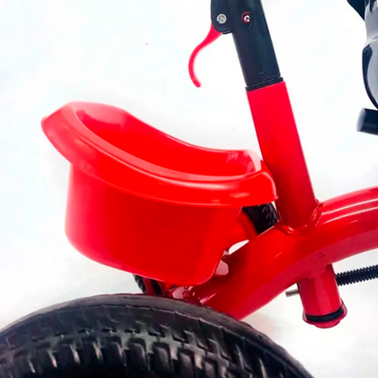 Triciclo Celeste con Porras Y Manija Direccional Doble Canasto