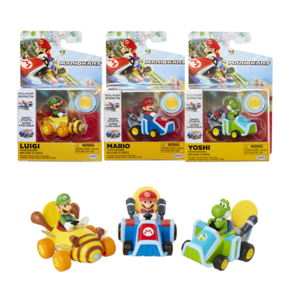 Vehículo Mario Kart Pull Back 6 cm Surtido