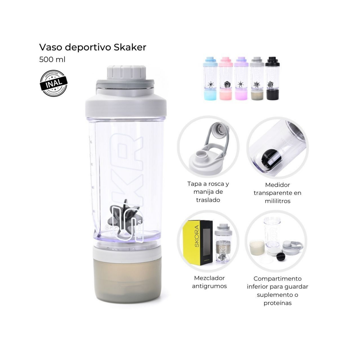 Vaso Deportivo Shaker Skora Ultra 500 ml con Pico