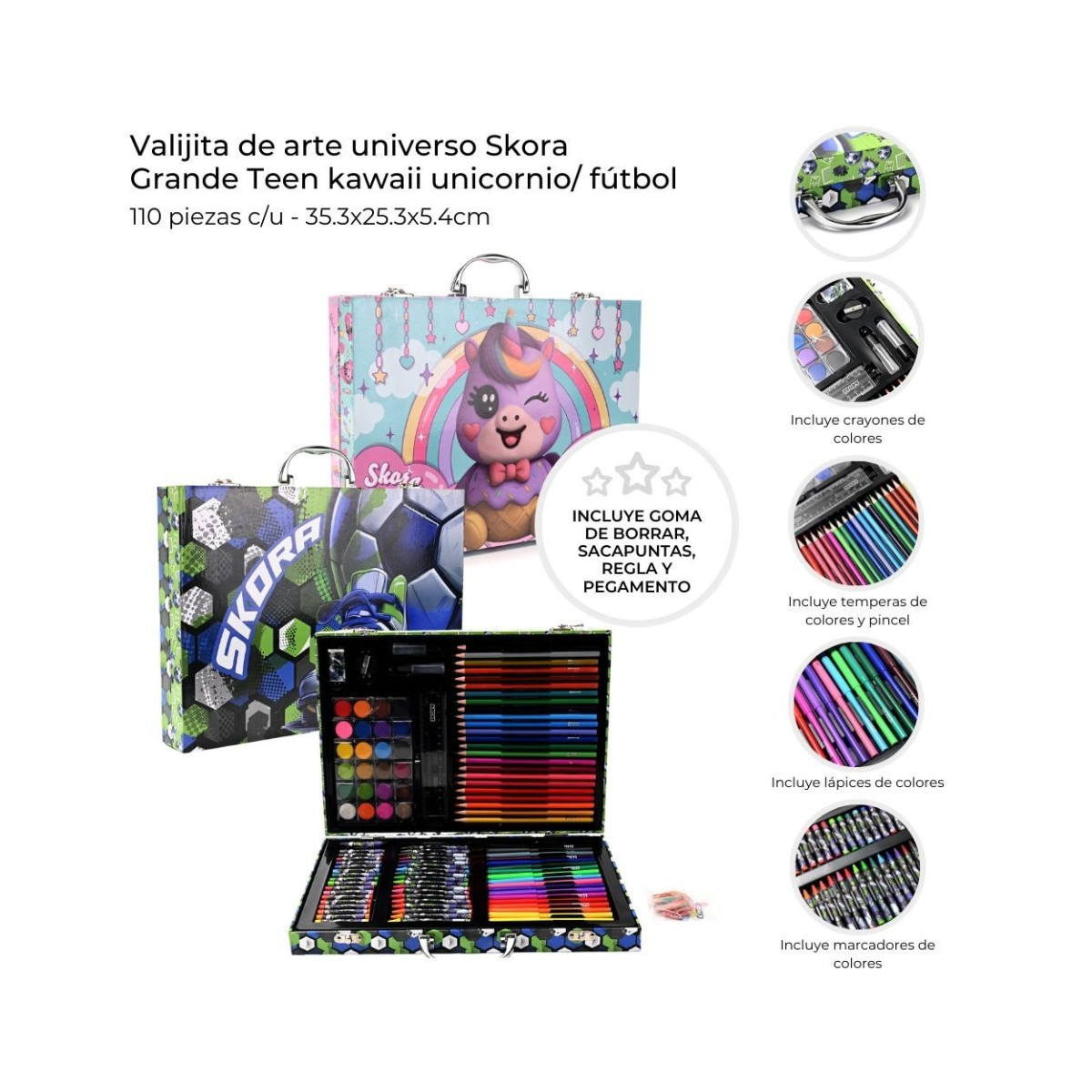 Valijita de Arte Universo Skora Grande - 110 Piezas