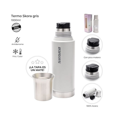 Termo Skora Smile 1000 ml - Gris