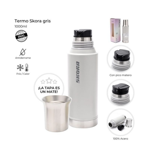 Termo Skora Smile 1000 ml - Gris