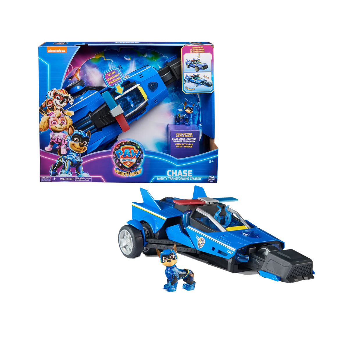 Vehículo Con Figura Mighty Movie Transforming Cruiser Paw Patrol Vulcanita