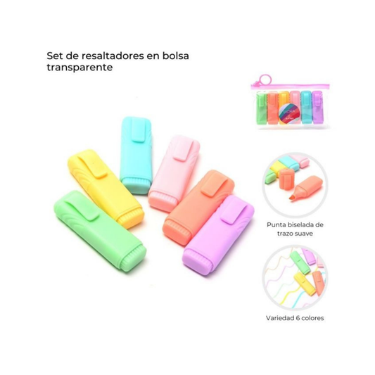 Set de Resaltadores Mini Pastel Skora x6 Think Happy