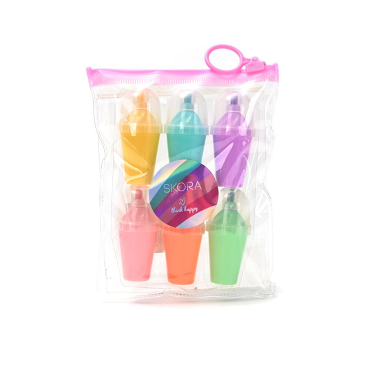 Set de Resaltadores Vaso Fluorescentes Skora x6 Think Happy