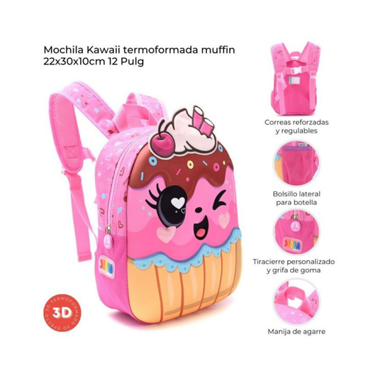 Mochila Kawaii Termoformada Muffin Skora 12”
