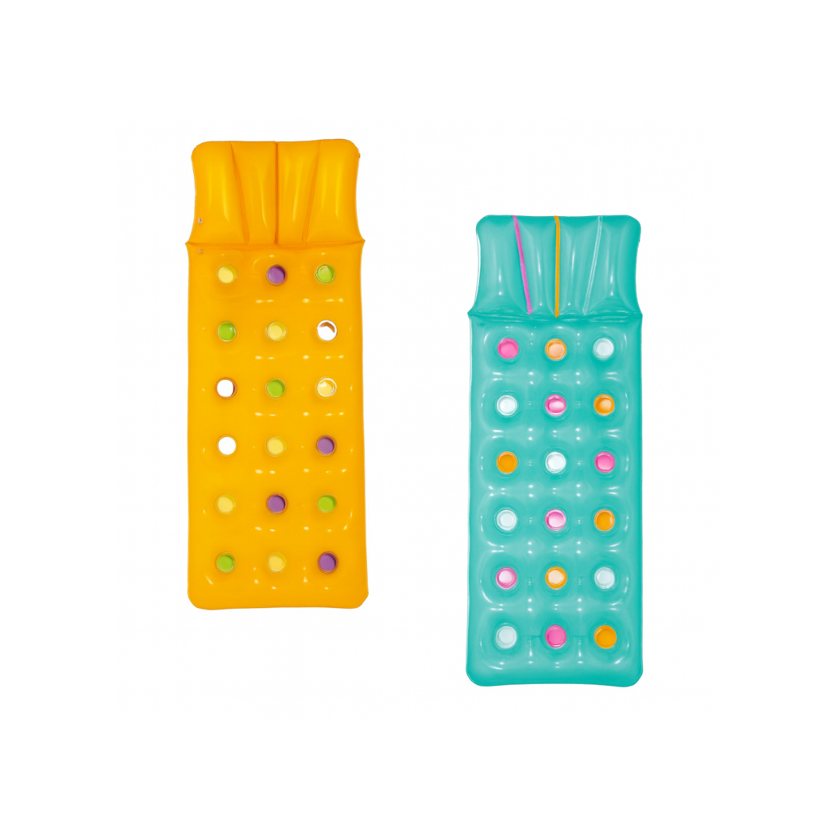 Colchoneta Inflable Transparente con Apoya Vaso 188x71 cm - Con Orificios de Colores