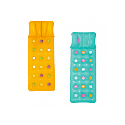 Colchoneta Inflable Transparente con Apoya Vaso 188x71 cm - Con Orificios de Colores