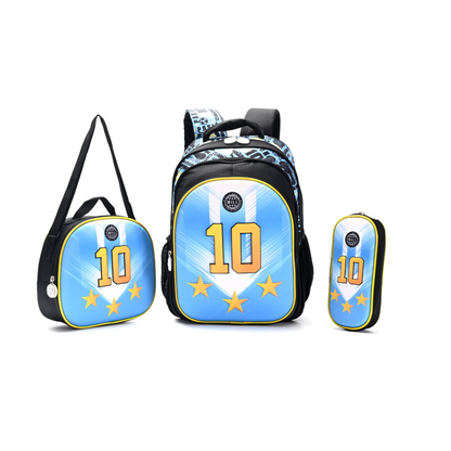 Set Escolar Celeste de Messi – Mochila 16” de Espalda, Lunchera y Cartuchera