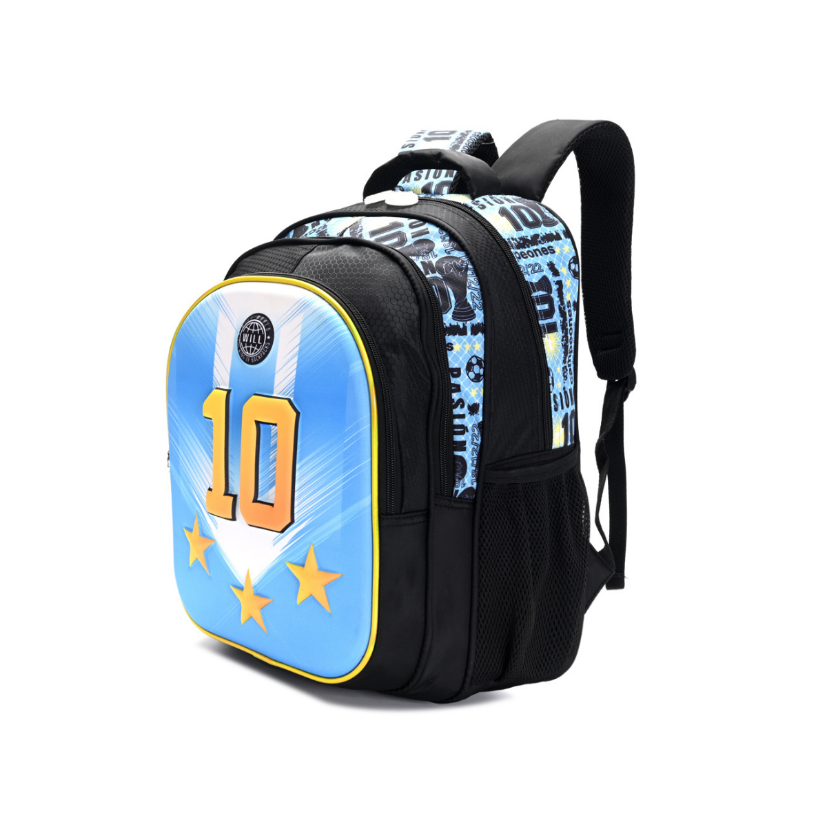 Set Escolar Celeste de Messi – Mochila 16” de Espalda, Lunchera y Cartuchera
