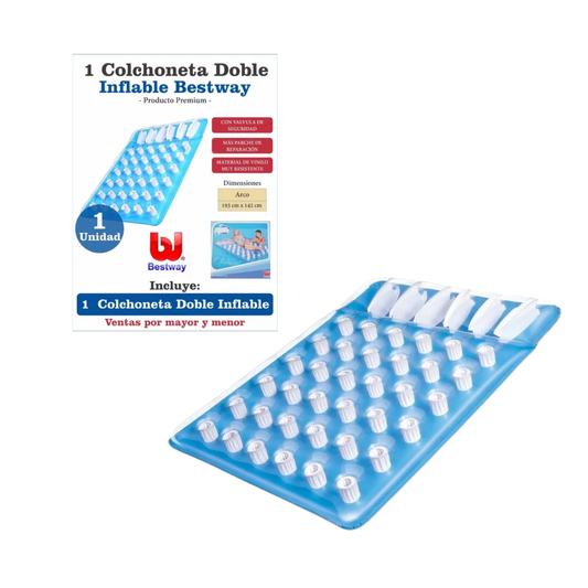 Colchoneta Inflable Doble Bestway 193x142 cm - Vinilo Resistente