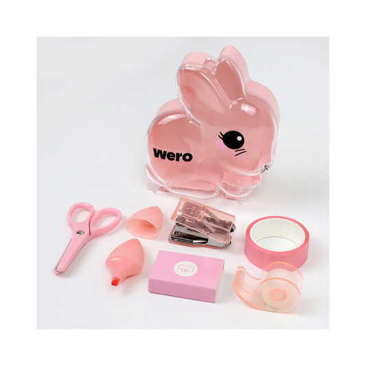 Set de Útiles Little World Rabbit Wero x6 Accesorios con Tijera y Abrochadora