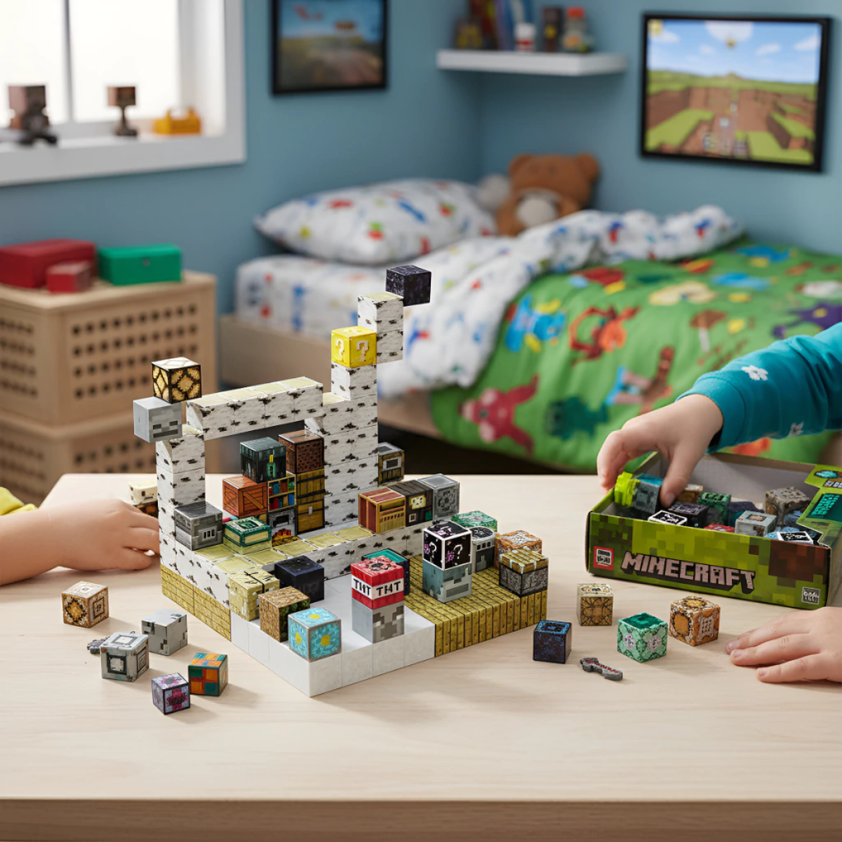 Cubos Magnéticos Bloques de Minecraft Tienda De Herramientas 128 Piezas T097