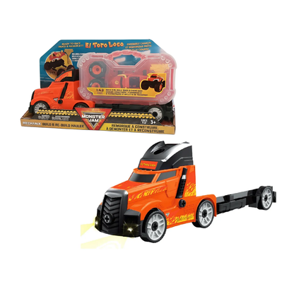 Monster Jam Transportador El Toro Loco 1:32 con Monster Truck Armable 1:43