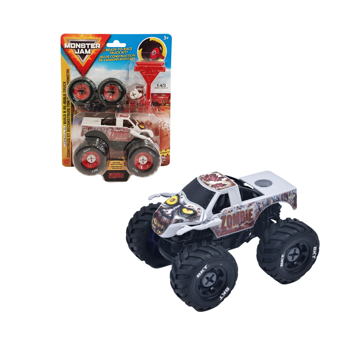 Monster Jam 1:43 Zombie para Armar y Desarmar - Con Accesorios