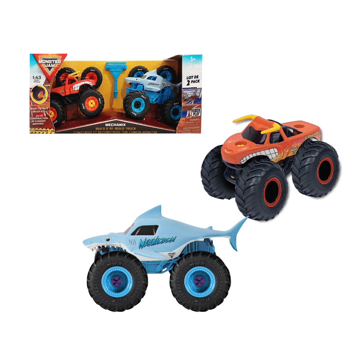 Pack Monster Jam Armable 1:43 x2 - El Toro Loco y Megalodon