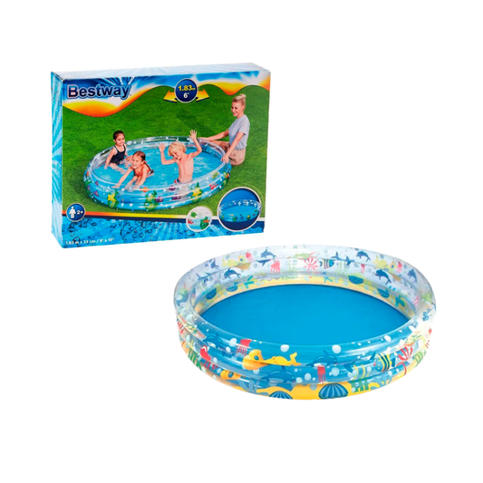 Pileta Inflable 3 Aros Mundo Marino 183x33 cm (480 L)