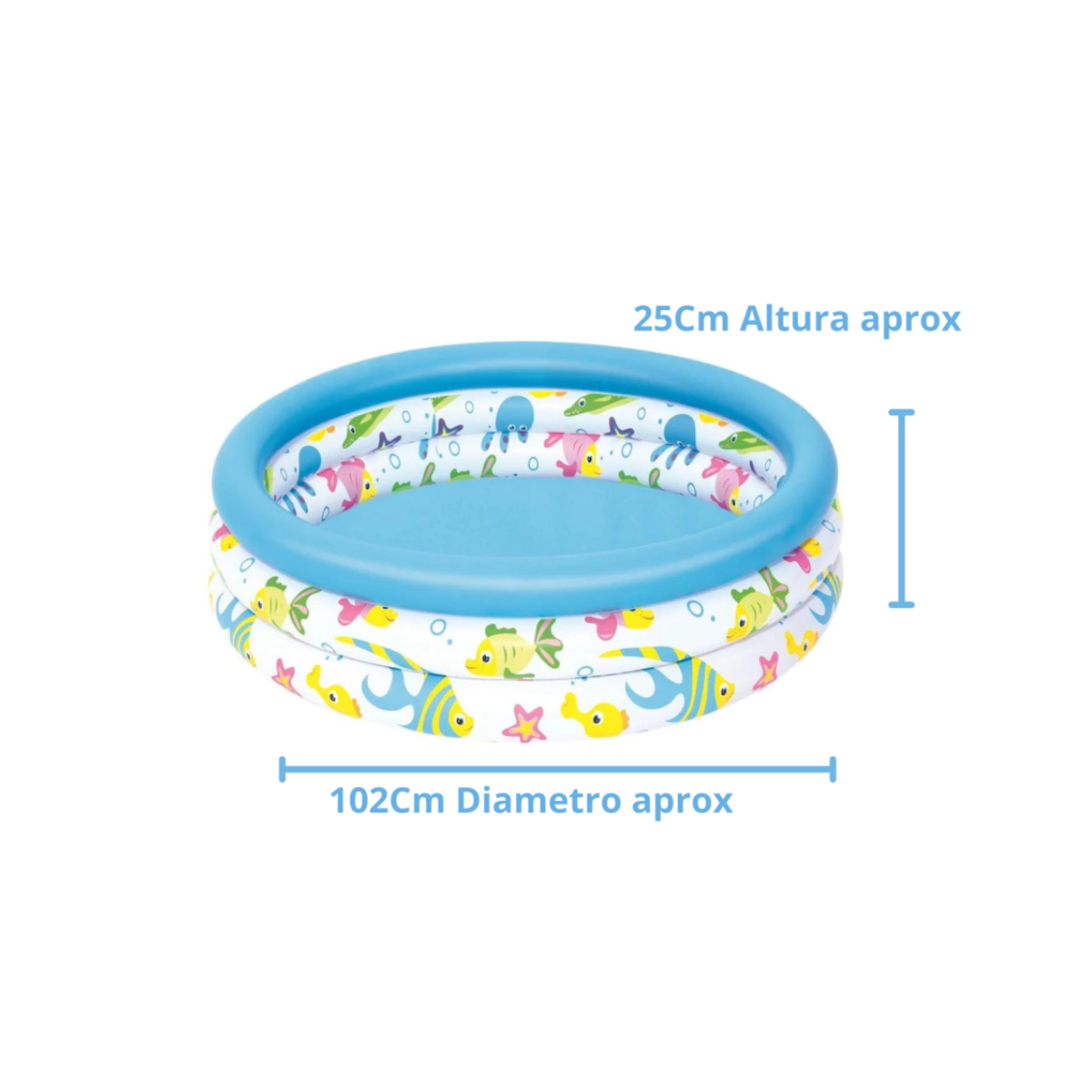 Pileta Inflable 3 Aros Fondo del Mar 102x25 cm