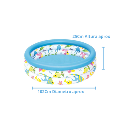 Pileta Inflable 3 Aros Fondo del Mar 102x25 cm