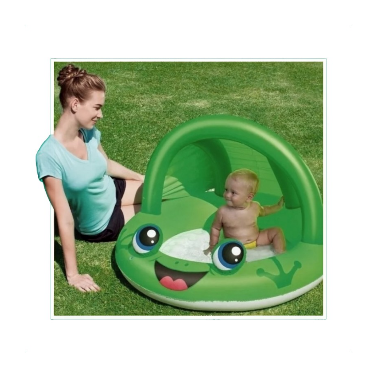 Pileta Inflable para Bebés con Techo Animales 98x66 cm