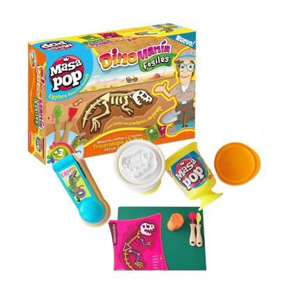 Juego De Masas Dinomanía Fósiles - Triceratops + T-Rex Chikitoys