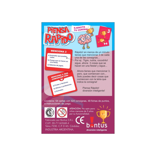 Juego De Cartas Piensa Rápido