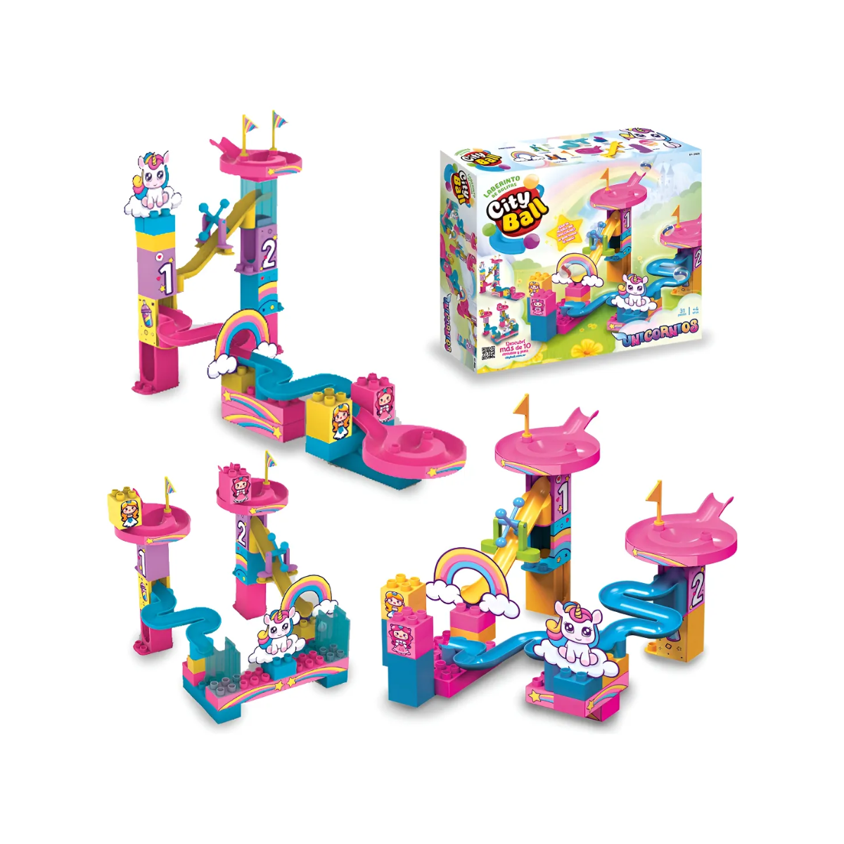 Laberinto De Bolitas Unicornio 35 Piezas Con Bloques Rasti