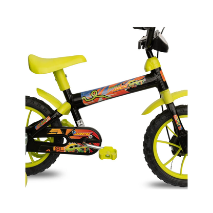 Bicicleta Infantil Amarillo y Negro de Montaña Rodado 12 con Rueditas