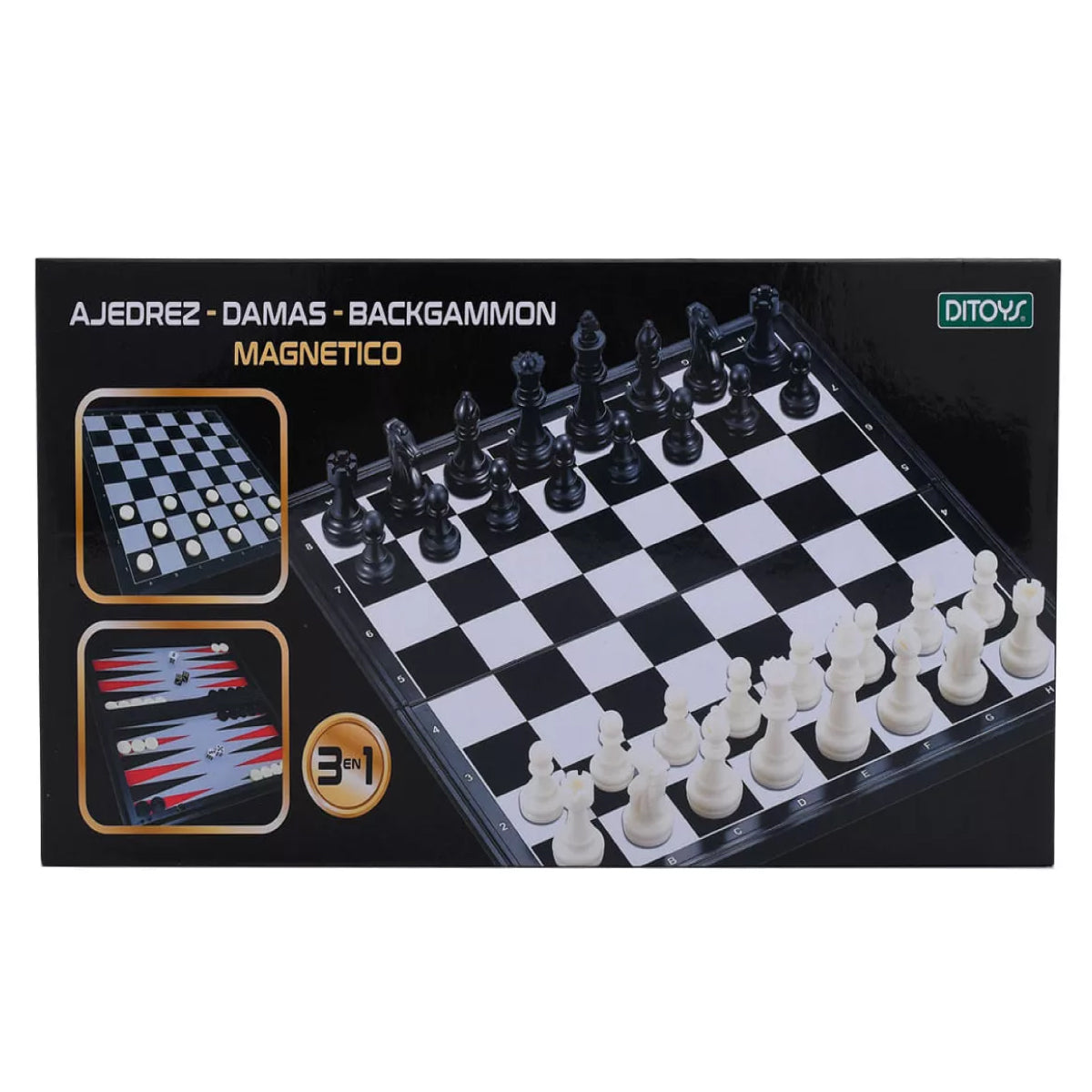 Juego Mesa Magnético 3 En 1 Ajedrez Damas Y Backgamon Ditoys