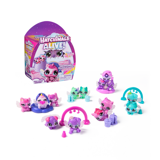 Hatchimals Alive Fizzy Color Sorpresa Pack Rainbow Splash Vulcanita
