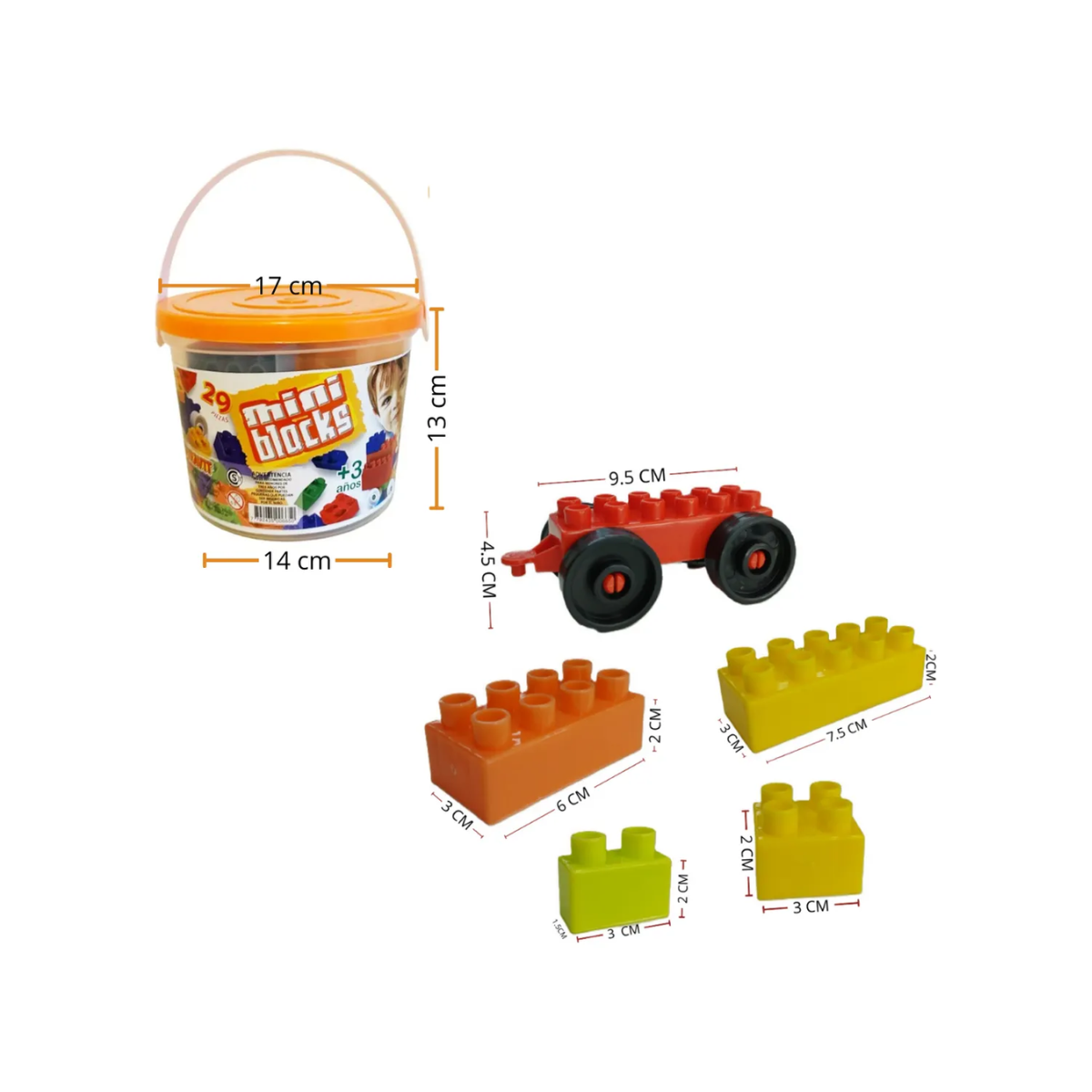 Balde de Mini Blocks Duravit - 29 Piezas con Ruedas