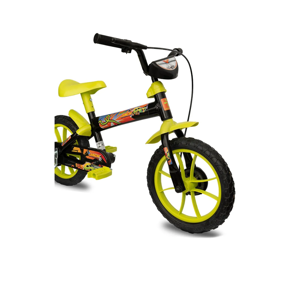 Bicicleta Infantil Amarillo y Negro de Montaña Rodado 12 con Rueditas