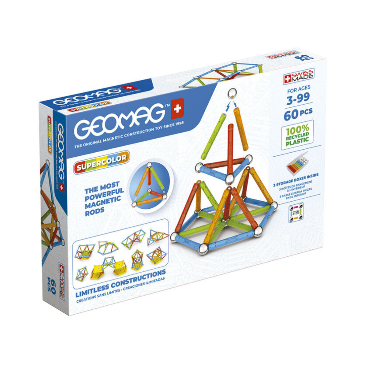 Juego De Mesa Geomag Supercolor 60 Piezas