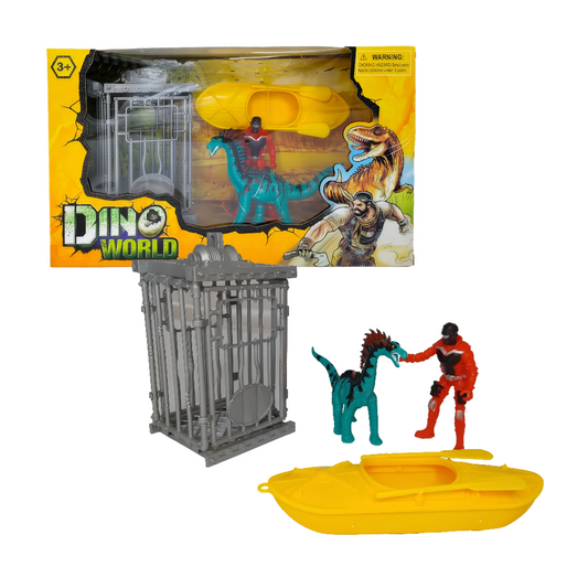 Set Dinosaurio Con Jaula Y Figura - Dino World
