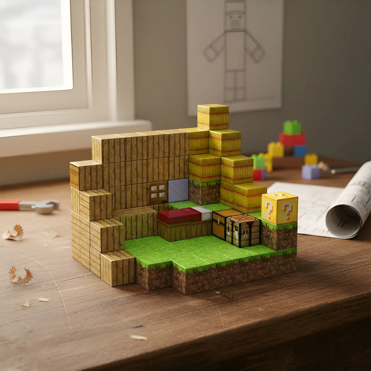 Cubos Magnéticos Minecraft Casa de Aldea 100 piezas T084