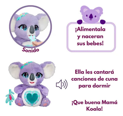 Peluche Koala Mama C/ Bebes Luz Sonido Interactivo Club Petz