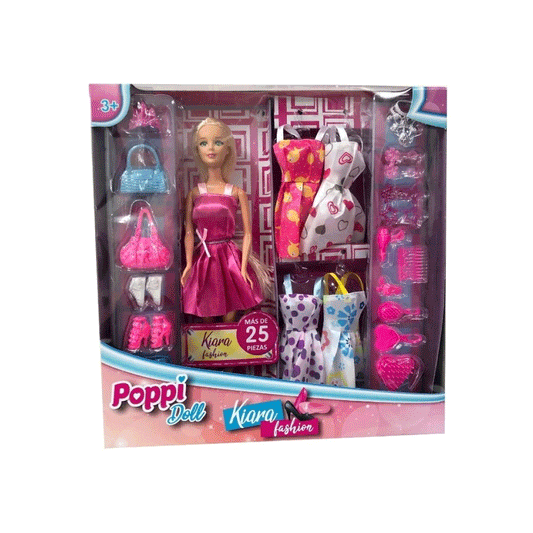 Muñeca Kiara Fashion 25 Piezas Poppi Doll